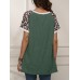 Leopard Patchwork O  neck Short Sleeves Casual T  shirts