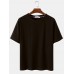 Solid Color Flax Breathable Round Neck Short Sleeve T  Shirts