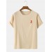 Red Embroidery Cotton Casual Round Neck Short Sleeve T  Shirts