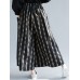 Women Plaid Striped Print Plus Size Side Pocket Loose Pants