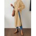 Women Side Fork Sweatshirt O  Neck Calf Length Solid Midi Dresses