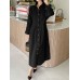 Women Shirt Collared Spliced Buttons Pleated Solid Casual Midi Dresses