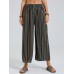 Striped Print Elastic Waist Wide Leg Lounge Pants For Women