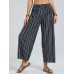 Striped Print Elastic Waist Wide Leg Lounge Pants For Women