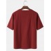 Solid Color Flax Breathable Round Neck Short Sleeve T  Shirts