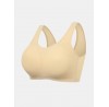 Plus Size Women Seamless Wireless Solid Color Ice Silk T  Shirt Bra