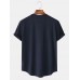 Text Print Round Neeck Navy Short Sleeve T  Shirts With Pocket