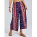 Bohemia Ethnic Print Elastic Waist Wide Leg Lounge Pants For Women