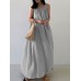 Solid Color Sleeveless Loose Cotton Maxi Dress