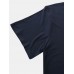 Text Print Round Neeck Navy Short Sleeve T  Shirts With Pocket