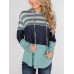 Women Christmas Elk Stripe Patchwork Casual Long Sleeve Drawstring Hoodies