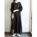 Women Sweatshirt Solid Side Pockets Maxi Length Casual Midi Dresses