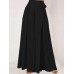 Women Solid Color Bowknot Pleated Loose Casual Wide Leg Pants