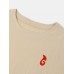 Red Embroidery Cotton Casual Round Neck Short Sleeve T  Shirts