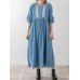 Ethnic Embroidery Long Sleeve Loose Casual Dress