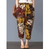 Women Bohemian 100  Cotton Floral Printed Side Pockets Elastic Waist Pants