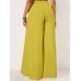 Women Solid Color Bowknot Pleated Loose Casual Wide Leg Pants