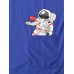 Space Astronaut Print Cotton Patch Pocket Round Neck Casual Short Sleeve T  Shirts