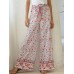 Bohemian High Waist Knotted Floral Print Holiday Ethnic Wide Leg Pants