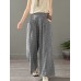 Women Plaid Print Elastic Waist Vintage Casual Loose Wide Leg Pants With Pockets