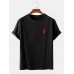 Red Embroidery Cotton Casual Round Neck Short Sleeve T  Shirts