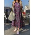 Floral Print Half Sleeve O  neck Loose Dress