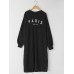 Women Sweatshirt Letter Printed Calf Length O  Neck Casual Midi Dresses