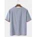 Solid Color Flax Breathable Round Neck Short Sleeve T  Shirts