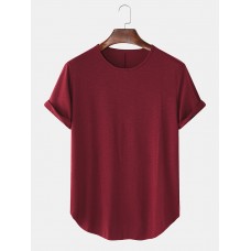 Solid Color Round Neck Short Sleeve Casual T  Shirts