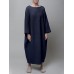 Women Thick Warm Loose Sweatshirt O  Neck Calf Length Midi Dresses