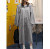 Women Puff Sleeve Loose Hooded Sweatshirt Calf Length Casual Midi Dresses